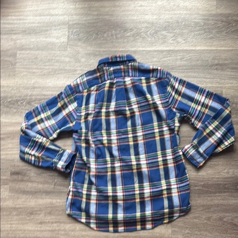 Men's Blue Plaid Shirt Large Brushed Flannel Shirt